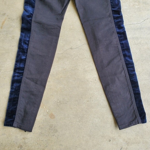 Stella McCartney Black Denim trimmed  Blue Velvet Slim Ankle Zip Jeans 27 - Picture 5 of 15
